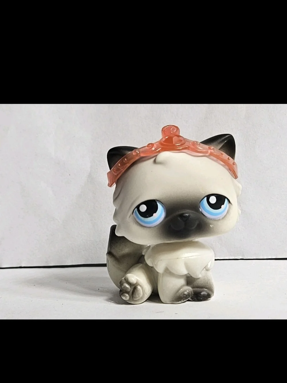 Littlest Pet Shop LPS #60 Persian Cat Black White Blue Eyes W/crown Rare Hasbro